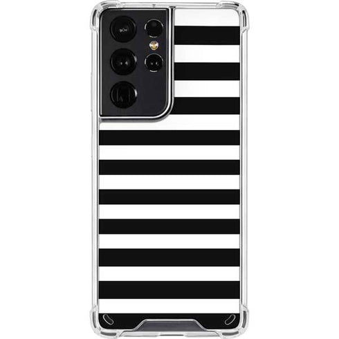 White and Black Stripes Galaxy S21 Ultra 5G Clear Case